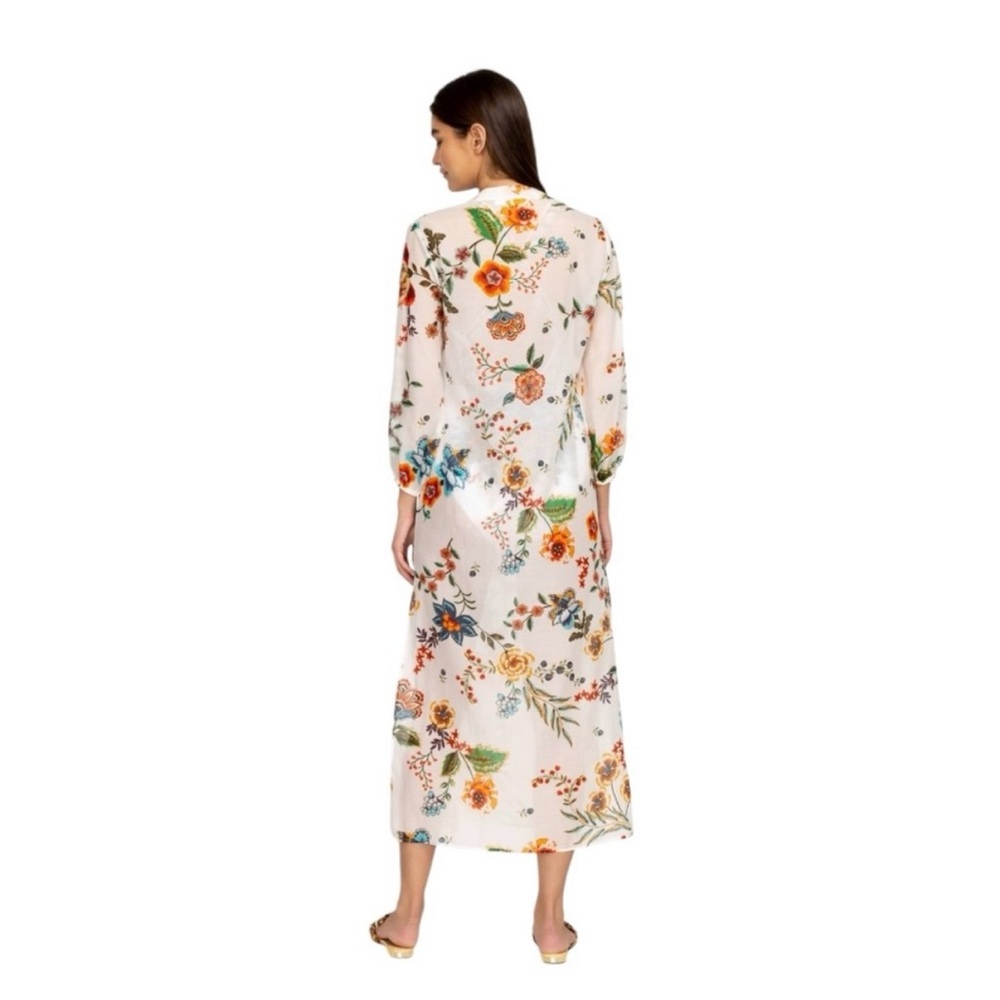 Johnny Was Ardella Dress/Cover up - Silk Blend - White Floral - Size Large - Picture 5 of 14